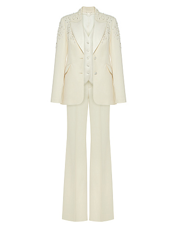 Pearls & Lace Embellished Pant Suit, 1