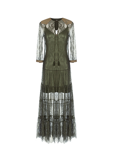 Green Lace Midi Dress, 1