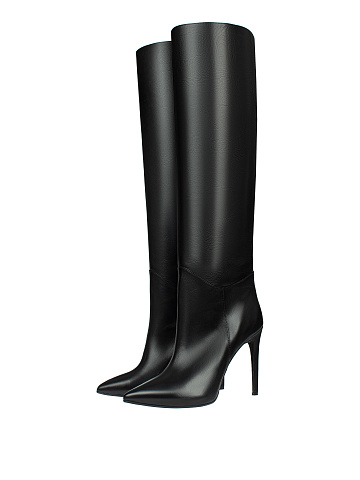 Black Leather Stiletto Boots, 1