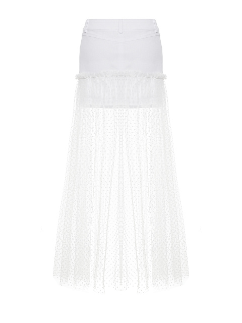White Tulle & Denim Midi Skirt, 3