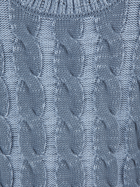 Blue Distressed Cable Knit Super Cropped Sweater, 3