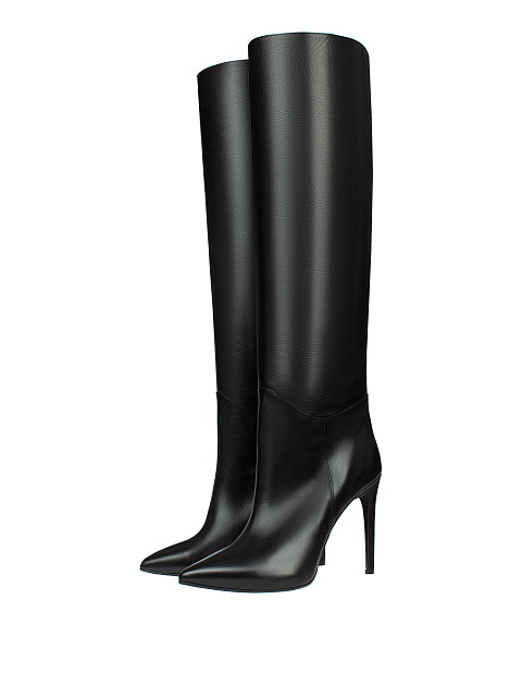 Black Leather Stiletto Boots, 1