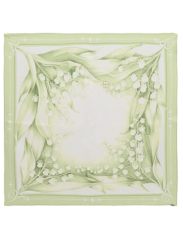 Green Lily Of The Valley Printed Silk Scarf, 1
