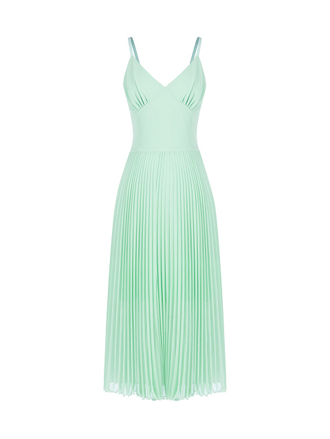 Light Green Pleated Chiffon Midi Dress, 1