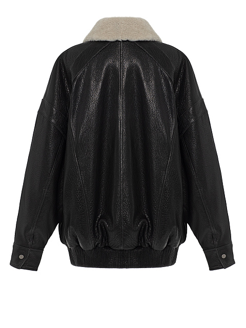 Black leather jacket with collar, 2
