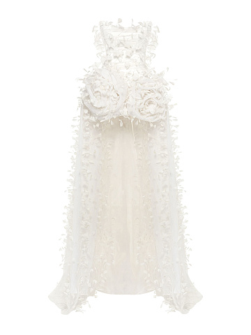 White Feather & Drape Tulle Dress, 1