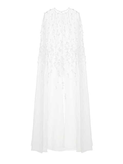 White Organza Cape With Floral Embroidery, 2