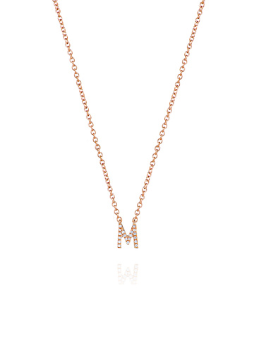 Rose Gold & Diamonds Letter "M" Necklace, 1