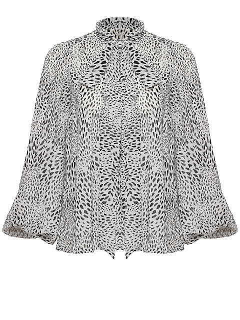 Black & White Leoprad Printed Chiffon Blouse, 1