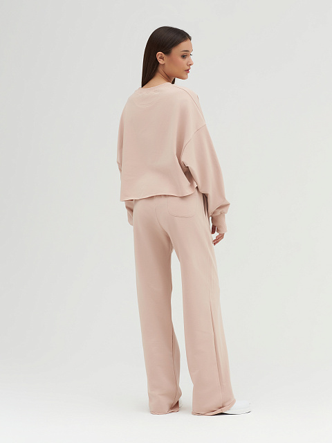 Tonal Embroidery Bad Girls Club Light Beige Jersey Set, 7