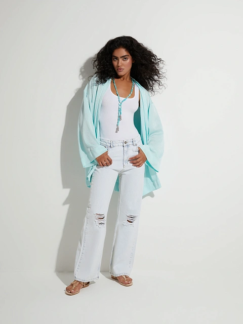 Distressed Blue Cotton Jeans, 2