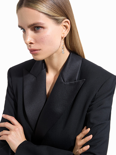 Hoops made of yellow gold with diamonds with star-shaped pendants with round-cut diamonds, 3