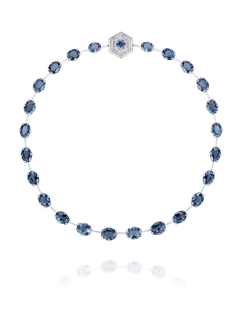 White gold necklace with spinel and grey diamonds, 1 White gold necklace with spinel and grey diamonds, 1