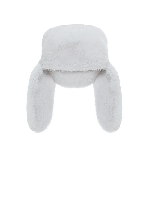 White mink fur trapper hat, 1 White mink fur trapper hat, 1