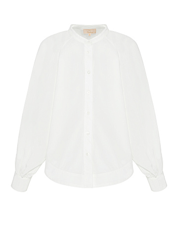 White Cotton Cropped Shirt, 1