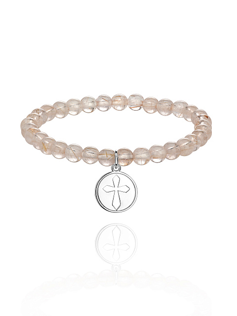 Silver & Rutilated Quartz Beaded Bracelet, 1