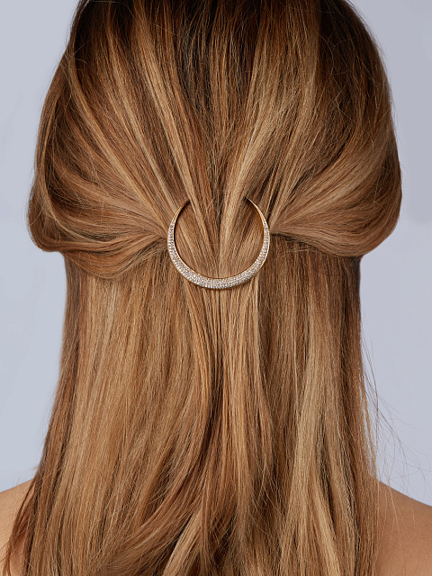 Cubic Zirkonia & Gold-Plating Silver Moon Barrette, 2