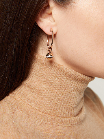 Rose gold hoops with pendants, 2