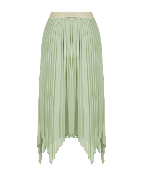 Light Green Pleated Asymmetric Midi Skirt, 3 Light Green Pleated Asymmetric Midi Skirt, 3