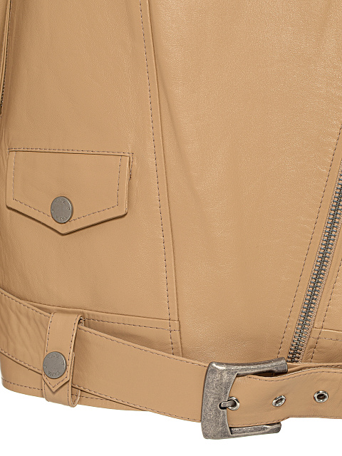 Light Beige Oversized Studded Leather Vest, 3