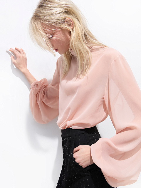 Peach lace bodysuit blouse, 4