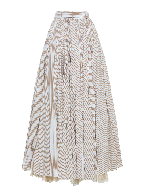 White Maxi Skirt Beige Striped Skirt, 2