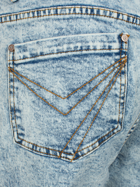 Washed Blue Asymmetric Closure Jeans, 4