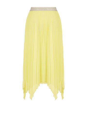 Yellow Pleated Asymmetric Midi Skirt, 2