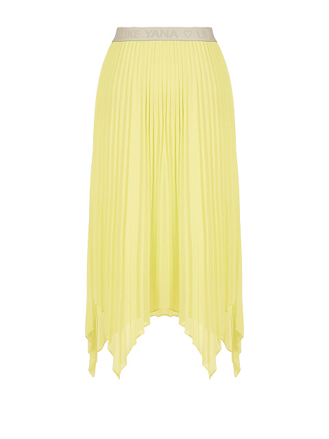 Yellow Pleated Asymmetric Midi Skirt, 2