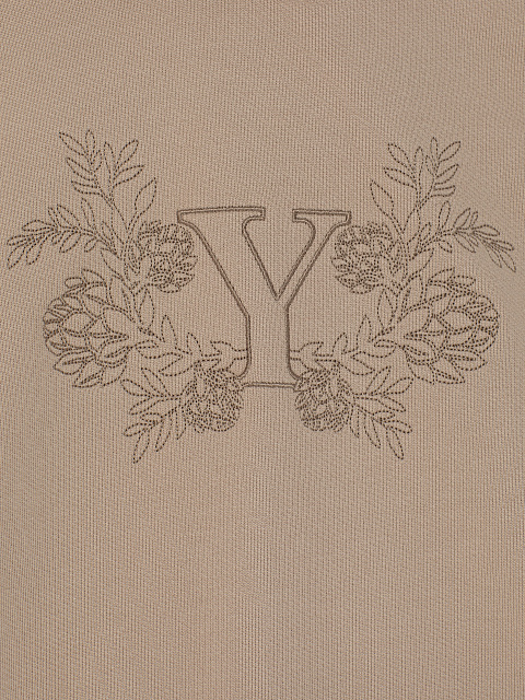 Cropped beige hoodie with embroidery, 4