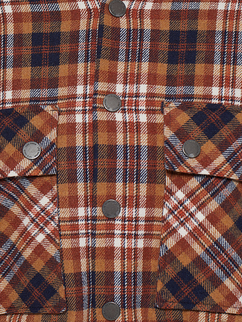 Rust Brown Plaid Cropped Bomber Jacket, 3