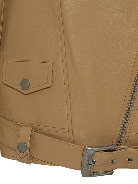 Oversized Beige Studded Biker Jacket, 3