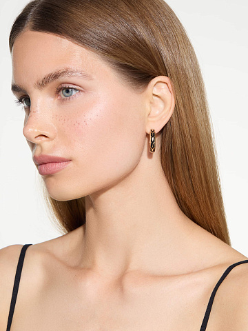 Small hoops in yellow gold with Black Color enamel, 2