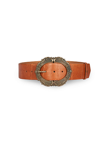 Terracotta Brown Crocodile Belt, 1