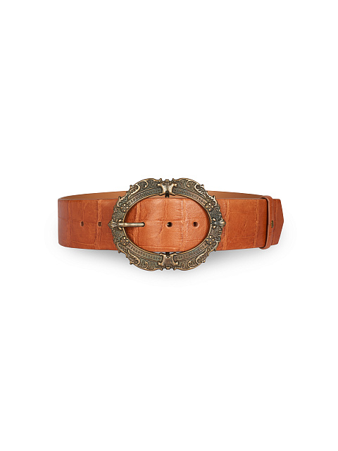 Terracotta Brown Crocodile Belt, 1