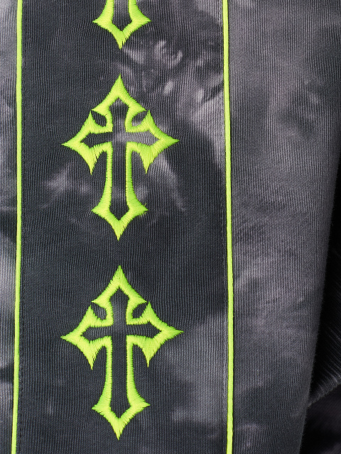 Grey Tie-dye & Neon Green Cross Embroidered Jersey Suit, 5 Grey Tie-dye & Neon Green Cross Embroidered Jersey Suit, 5