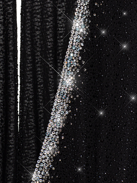 Black Rhinestones V-neck Mini Dress, 3