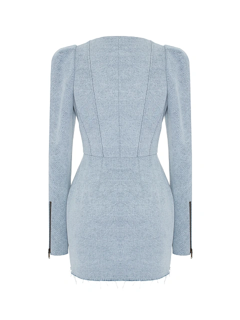 Light Blue Washed Denim Mini Dress, 2