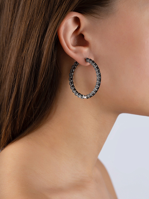 Black Gold & Diamond Hoop Earrings, 2