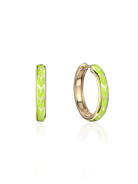 Small yellow gold hoops with Lime Color enamel, 1