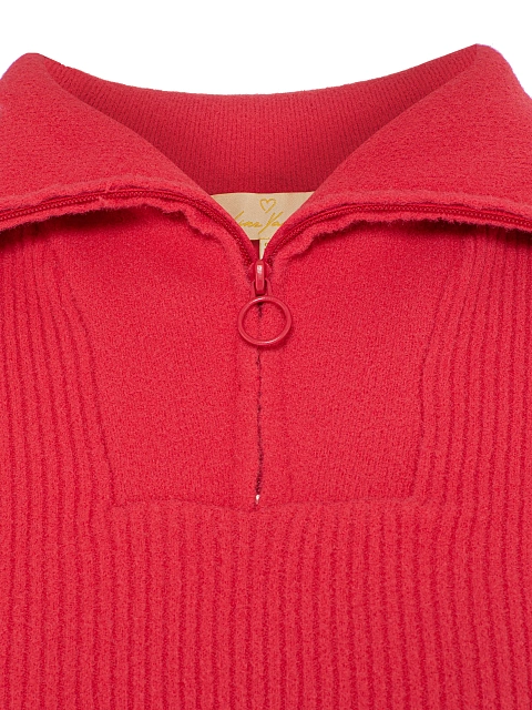 Red cropped zip cardigan, 3