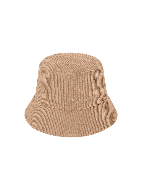 Beige Embroidery Corduroy Bucket Hat, 1