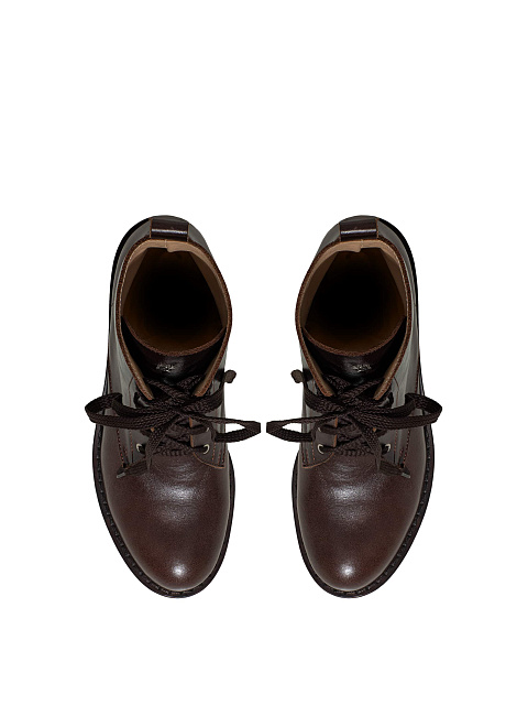 Dark brown leather lace-up boots, 4