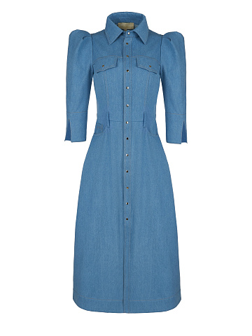 Blue Denim Midi Dress, 1