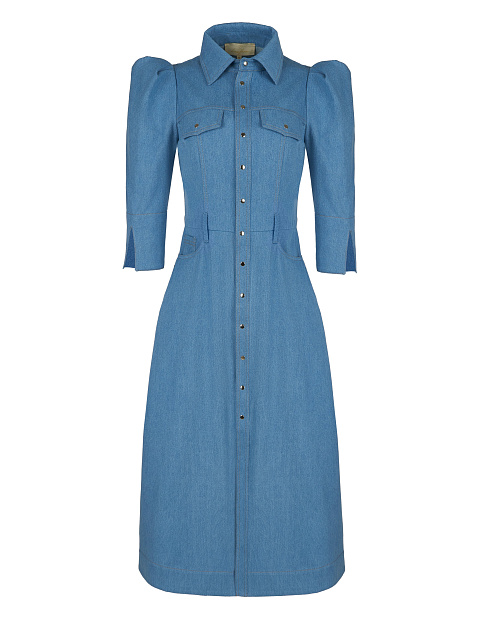 Blue Denim Midi Dress, 1