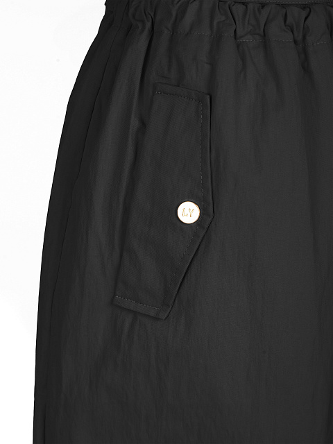 Black Wide Cotton & Nylon Pants, 3