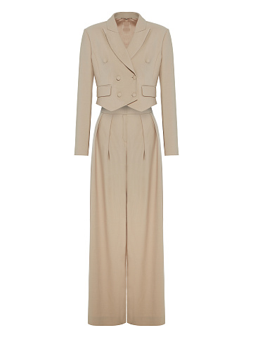 Beige Wool Pant Suit, 1