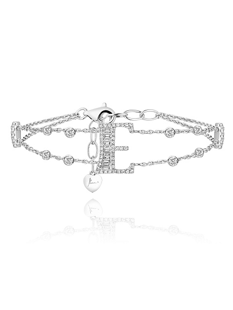 White Gold & Diamonds Letter "E" Double Bracelet, 1