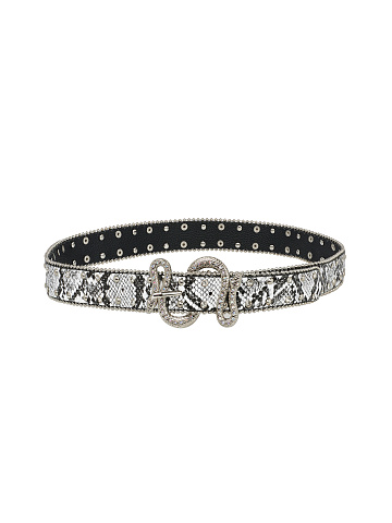 Snake Buckle Faux Leather Belt, 1