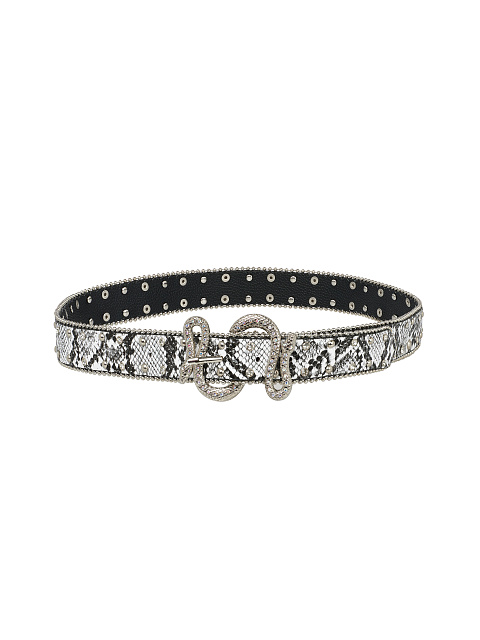 Snake Buckle Faux Leather Belt, 1